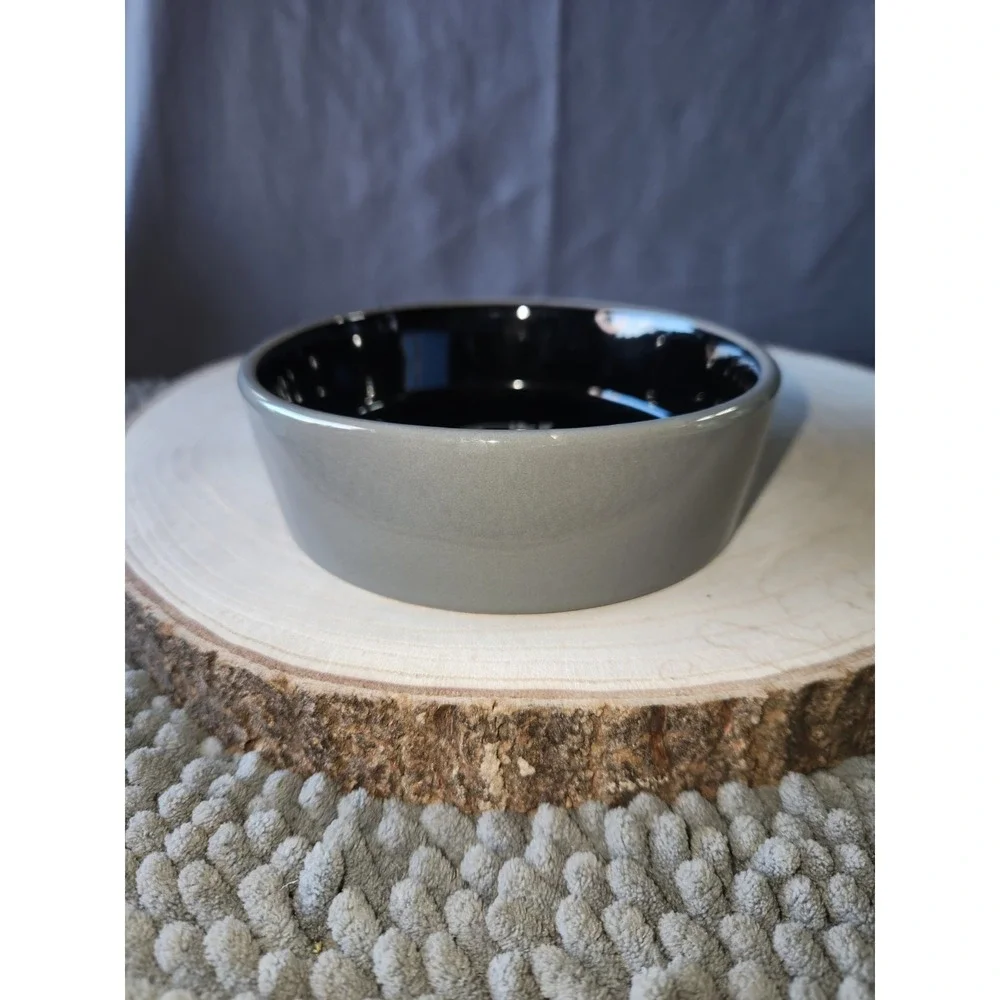 Rae Dunn-Cat Pet Bowl Dish Halloween- Gloss Grey/Black PURRANORMAL ⚫ SUPER RARE
